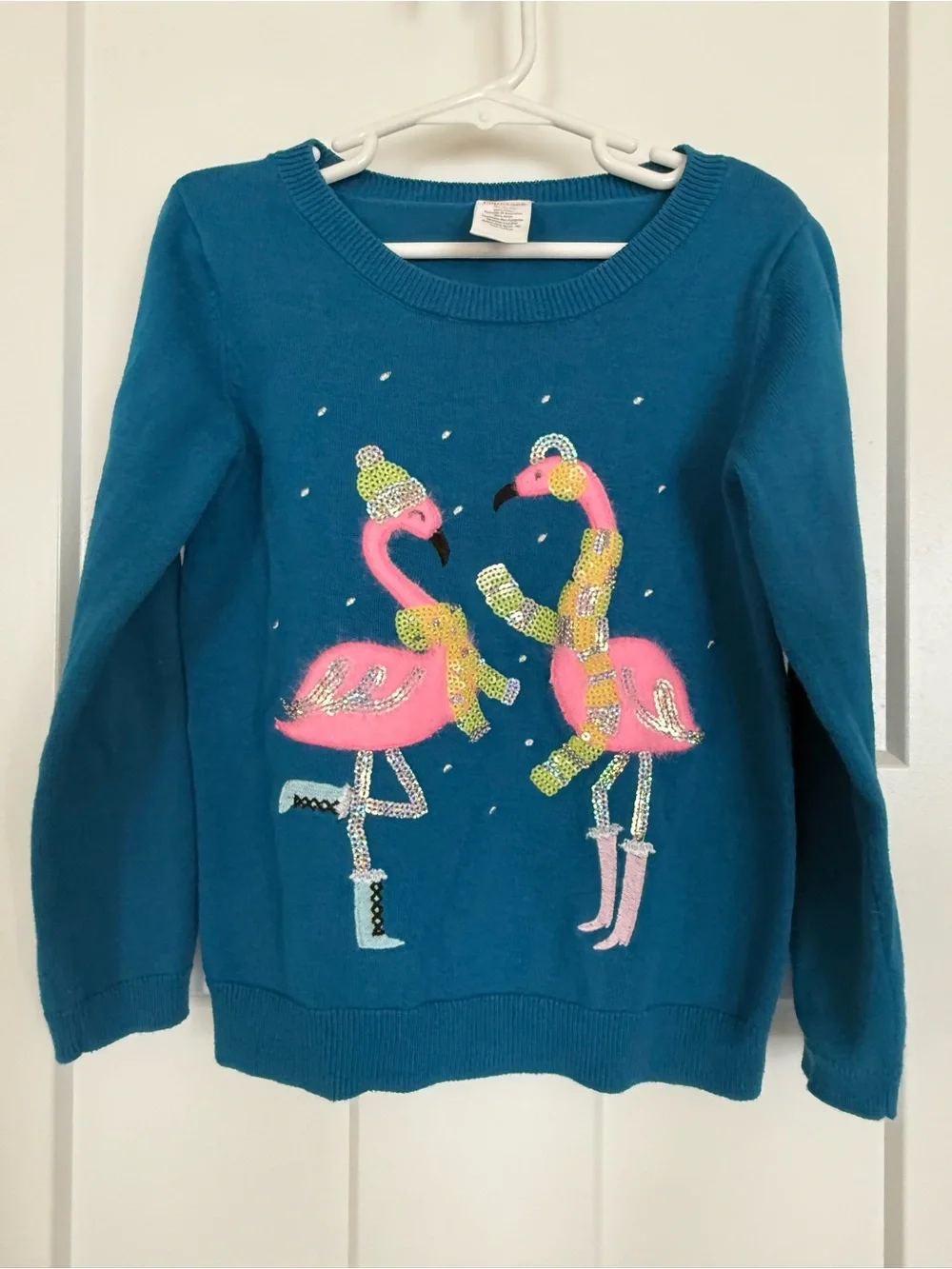 Gymboree Girls Size 5-6 Flamingo Winter Sequin Sweater 2017